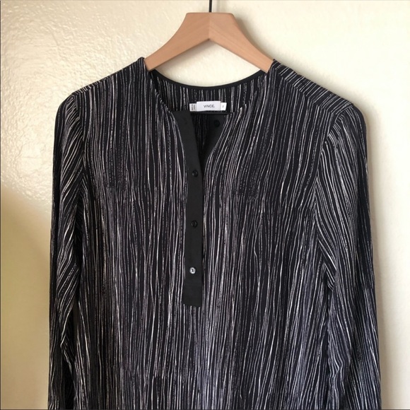 Vince | Wavy Stripe Printed Silk Dress - Picture 3 of 8